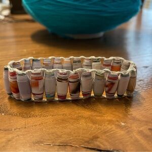 White Handmade Paper Bead Bracelet